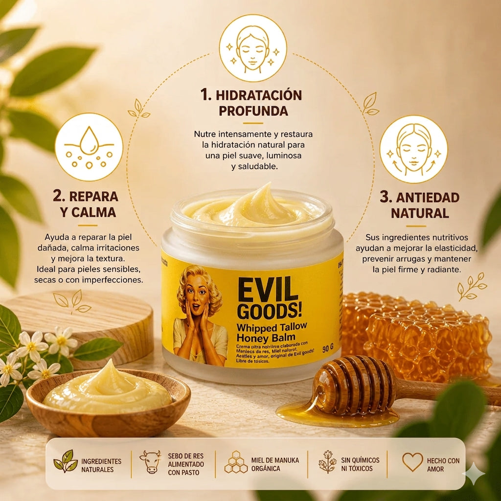 Crema Ancestral de Sebo de Res: Sana y rejuvenece tu piel con sebo y miel de manuka